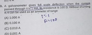 3. A galvanometer gives full scale deflection when the current ... | Filo