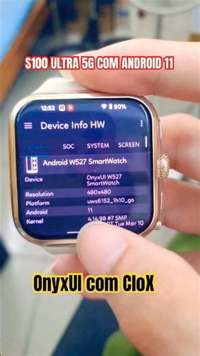 NOVO SISTEMA OnyxUI COM ANDROID 11 NO SMARTWATCH S100 ULTRA 5G E LAUNCHER CloX