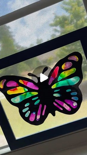 Andrea Nelson on Instagram: "Everyone should be able to make art! Either of these colorful butterfly suncatchers would be beautiful hanging in your window! #butterfly #suncatcherdiy #suncatchertutorial #artforall #easyart"