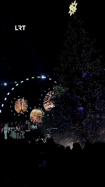 Kalėdų laukimas atėjo į uostamiestį: Teatro aikštėje įžiebta žaliaskarė. L. Kušnarenko / LRT vaizdo medžiaga #LRT #Eglėsįžiebimas #Kalėdos #Klaipėda