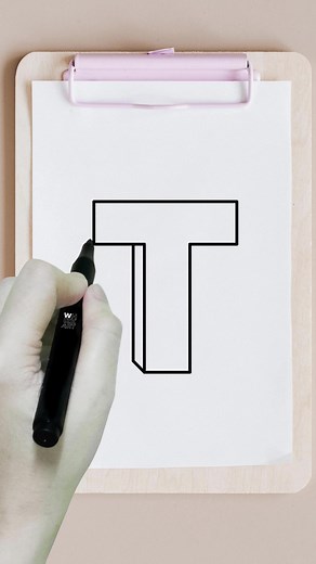 20K views · 256 reactions | how to draw 3D letter T #howtodraw #lineart #stepbysteptutorial #drawing #drawingtutorial #3d #forkids #kidsart | Whizk ART | Facebook