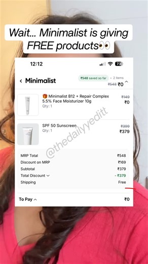 Harshita on Instagram: "Minimalist giving FREE products was not on my 2025 bingo card 😭 Follow me and comment ‘Minimalist’ to get full guide ✨ free skincare, skincare deals, loot offer, free product offer, beauty deals India, skincare savings, Minimalist mCash, referral rewards, gift section offer, discount skincare, minimalist free products, minimalist ways to earn #MinimalistSkincare #SkincareDeals #FreeSkincare"