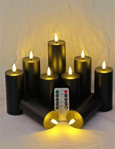 10 Flameless Flickering Candles With Remote Control And Timer - Realistic Flameless LED Candles, Premium Black Decorative Electronic Candles, Perfect For Holidays, Weddings, Parties And Decorative Use | SHEIN