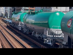 【タキ２両＋コキ２両 川崎車両所出場前試運転（全検）往路】JR貨物EF210形357号機＋返空タキ19両＋試運転貨車４両が関内駅1番線を通過！（5681レ・新A171・石油返空）2025.4.15