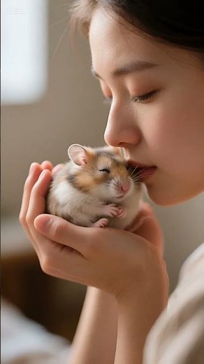 🐹💕 Sweet Kiss: Girl Meets Hamster! 🐹💕