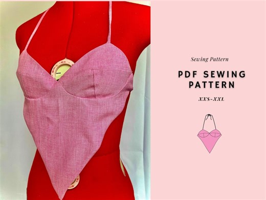 Backless Halter Top Pattern, V Neck, Bandana, Beginner Friendly (PDF Pattern ) - Etsy