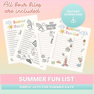 Summer Fun List Printable for Kids: Coloring Page Checklist (PDF Download) - Etsy