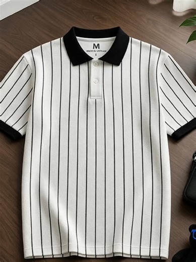 Áo polo kẻ sọc nam nữ chất vải co giãn mềm mịn