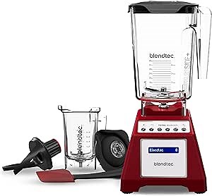 Blendtec Total Classic Original Blender, 90 oz WildSide+ Jar, 24 oz Twister Jar, and Spectacula Spatula - Red