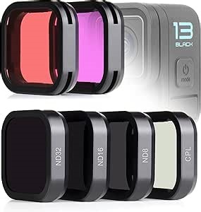 SOONSUN 6-Pack Lens Filter Set for GoPro Hero 13 Black - (ND8, ND16, ND32, CPL, Red, Magenta) Neutral Density, Circular Polarizer & Snorkeling Filters for Outdoor Photography & Video Shooting