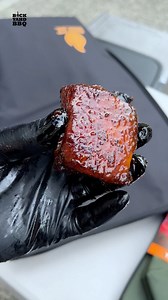 Pork Belly Burnt Ends. Today we’re smoking pork belly burnt ends. We’re cubing up this 10 pound pork belly into 2” chunks. Slathering with mustard and sriracha. And applying a paprika based rub and a garlic pepper rub. Lay them out on an oiled wire rack meat side down. Smoke them at 250F until they hit 185F internal. I’m not serving these for 2 days, so I let them cool, vac seal, and then in the fridge. Morning of the event I put them in foil pans and cook at 275 until they got back up to 185F. 
