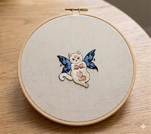 Celestial Fairy Cat Hand Embroidery Pattern PDF – Cat Butterfly Hand Embroidery Design - Etsy
