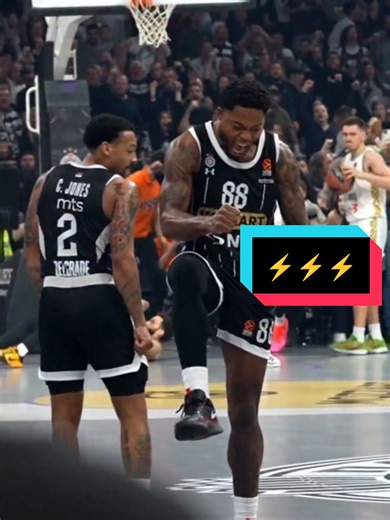This Dunk Celebration = Total Madness! ⚡ #euroleague @Partizan Mozzart Bet Belgrade