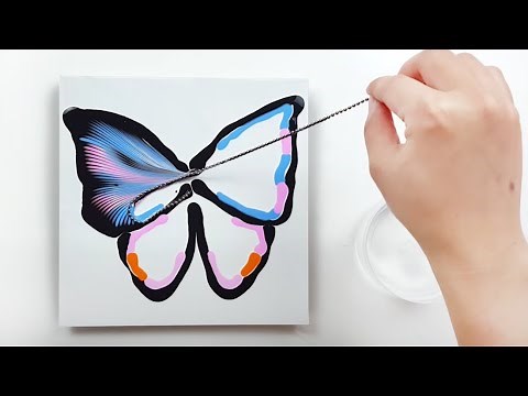 (242) Chain pull technique _ Butterfly _ Acrylic Pouring _ Fluid acrylic _ Designer Gemma77