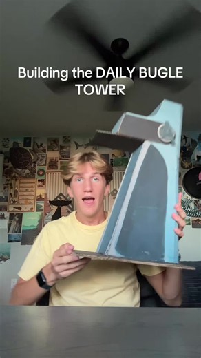 Daily Bugle tower cardboard build — Giant LEGO set replica