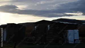 Old log cabin in the high country time lapse