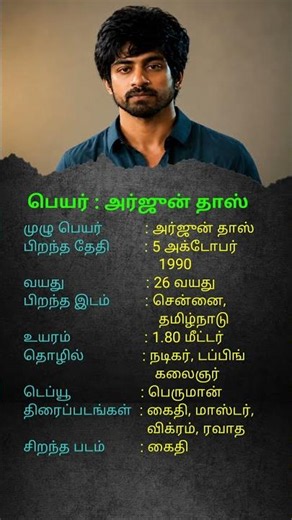 Arjun Das Biography in Tamil | Age, Family, Height, Movies & Full Details | Tamil Cinema Facts