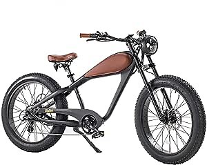 Electric Bike Adults REVI Cheetah Cafe Racer 750W 26inch Fat Tire Motorcycle 7 Speed Mountain Beach Snow Cruiser