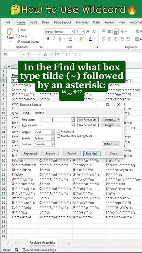 99% Excel Users Don’t Know This * Trick 🤯Excel Find & Replace Using * Wildcard | Quick Trick