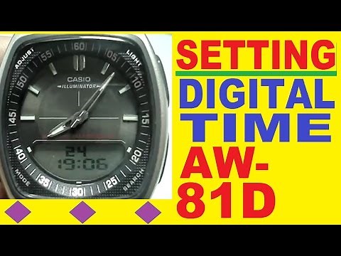 Setting Casio AW-81D digital time | Casio AW-81 manual