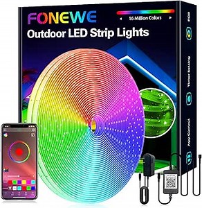 FONEWE 100FT Outdoor Led Strip Lights Waterproof IP68 Led Strip Lights Music Sync Color Changing RGB Waterproof Led Light Strips with App Control Led Lights for Bedroom Halloween Christmas Decorations
