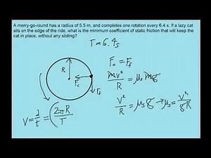 Physics force example - Friction with rotation, cat on a turntable