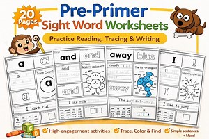 Pre-primer Sight Word Worksheets | PDF for Reading, Tracing & Writing - Etsy Canada
