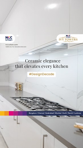 Ceramic counters. Stainless steel perfection. A kitchen designed for both beauty and utility at NCC Urban Ivy Towers. #DesignDecode [Design Decode, NCC Ivy Towers, NCC Urban, Homes, Ivy Towers, Real Estate, Dream Home, Luxury Apartments, Residential Apartments, Premium Residences, Living Room, Modern Interiors, Lifestyle Homes, Family Moments, Life Unfiltered, Gated Community, Urban Living, Luxury Living, Premium Homes, Contemporary Living, Spacious Homes, City Living] | NCC URBAN