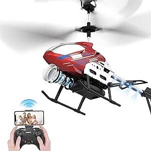 DEERC Remote Control Helicopter W/ 1080P HD Camera, RC Helicopters W/FPV Live Video, LED Lights, Altitude Hold, Gyroscope, 2.4GHz Toy for Boys Girls