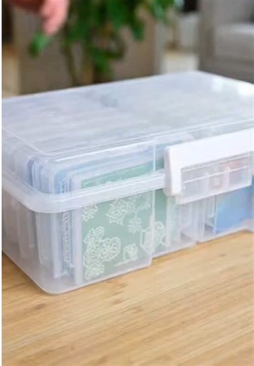 Organized Photo Storage Box - 16 Clear Cases for Crafts
