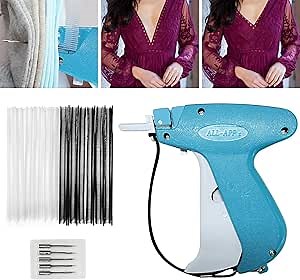 Quick Clothing Fixer, Tagging Gun for Clothing, Blue Quilt Tacking Gun, Mini Stitch Hemming Gun for Clothes, Micro Tagging Stitch Tool Gun Kit for Clothing with 500 Black & 500 White Micro Fasteners