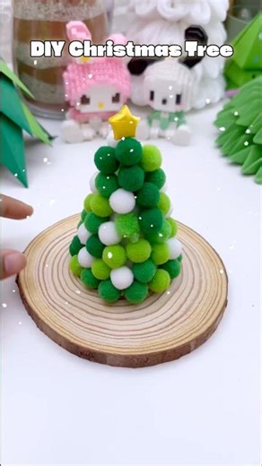 Wow 🤩 Super Cute and Easy mini Pom Pom Christmas Tree Idea #diy #craft #shorts #christmas #mini
