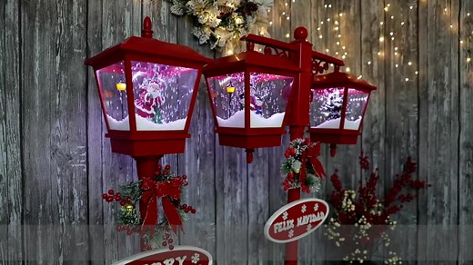 Christmas Post Lights Outdoor Garden Home Classic Vertical Custom Lighting Snow Music Led Christmas Snowing Street Lamp