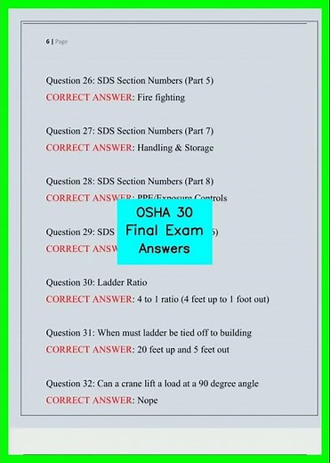 OSHA 30 Final Exam Answers video