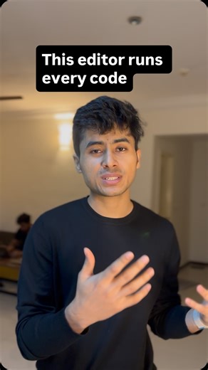 Saban on Instagram: "Follow and comment “editor” ❤️ Built the most useless-but-fun code editor ever… it literally runs your code in exams and interviews 😭💀 But here’s the real value: Fun, silly side projects like this teach you all the stuff tutorials skip. Remove pressure → creativity boosts → you learn faster. Go build something weird today. It’ll make you a better developer."