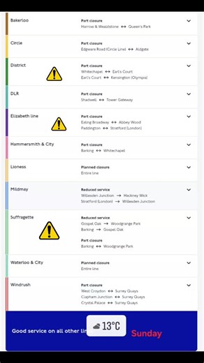 Weekend Engineering Works #tfl