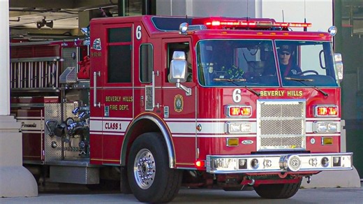 Beverly Hills Fire Dept. Truck 4 & Engine 5 Responding