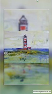 Am Watt: Leuchtturm Gemälde maritime Malerei Acrylbild Leinwand 80x80