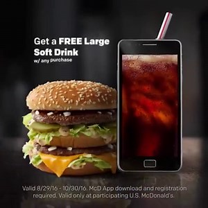 26K views · 148 reactions | Thirst is no match for our App. Get a FREE Large Soft Drink w/ any purchase–use our App! | McDonald's | Facebook