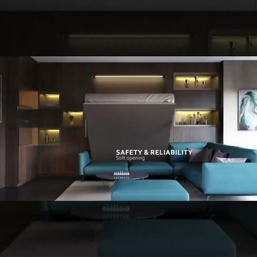 Living Room Masterpiece! Luxury Sofa & Custom Wall Bed System in One Modular Unit. spaceman.com
