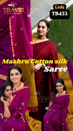✨ Mashru Cotton Silk Saree 💕 | CODE: TB433