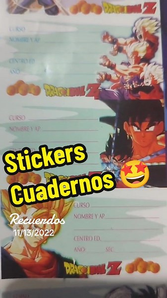 Stickers Dragon Ball Z para Cuadernos Clásicos