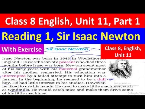 Class 8 English unit 11 Reading 1 with all exercise//Sir Isaac Newton