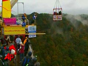 Raw Video: BASE Jumpers Leap in West Virginia