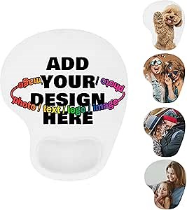 Custom Mouse Pad with with Your Picture, Photo, or Logo, Personalized Ergonomic Mousepad with Anti-Slip Rubber Base for Computer, Office, Laptop Use, White01