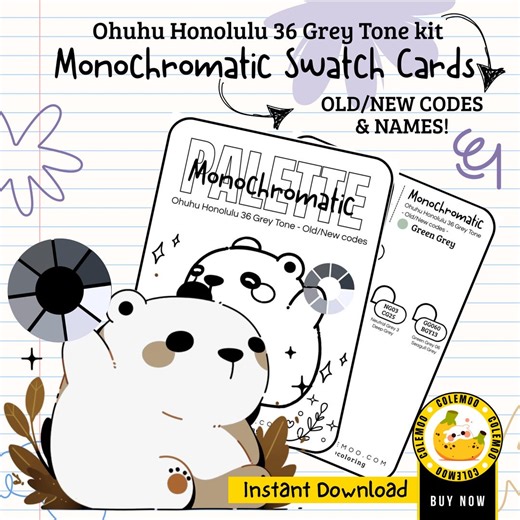 Ohuhu 36 GREY TONE Swatch Chart – Old/new Codes | Marker Color Chart Printable | Honolulu Alcohol Marker Organizer - Etsy