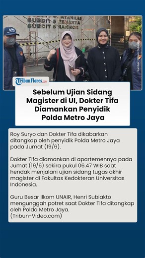 Sebelum Ujian Sidang Magister di UI, Dokter Tifa Diamankan Penyidik Polda Metro Jaya