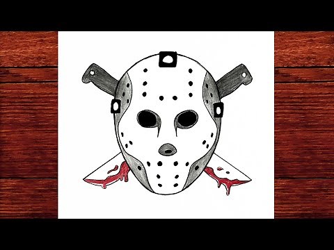 How to Draw a Horror Hockey Mask with Crossed Knives (Easy & Scary Pencil Tutorial)