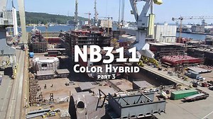 Om snaue ni måneder seiler Color Hybrid i rute mellom Sandefjord og Strømstad. Nå er alle seksjonene på plass i tørrdokk, og skipets skrog nærmer seg ferdigstillelse. | Color Line