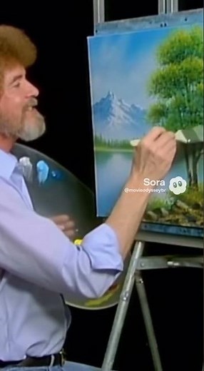 Bob Ross paints a tree #bobross #bobrosspainting #painting